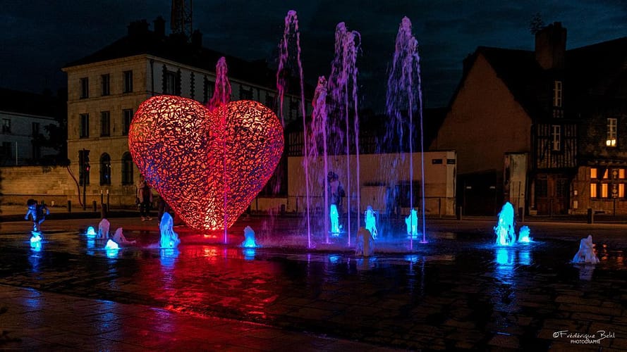 Le cœur et ses jets d'eau, à Troyes